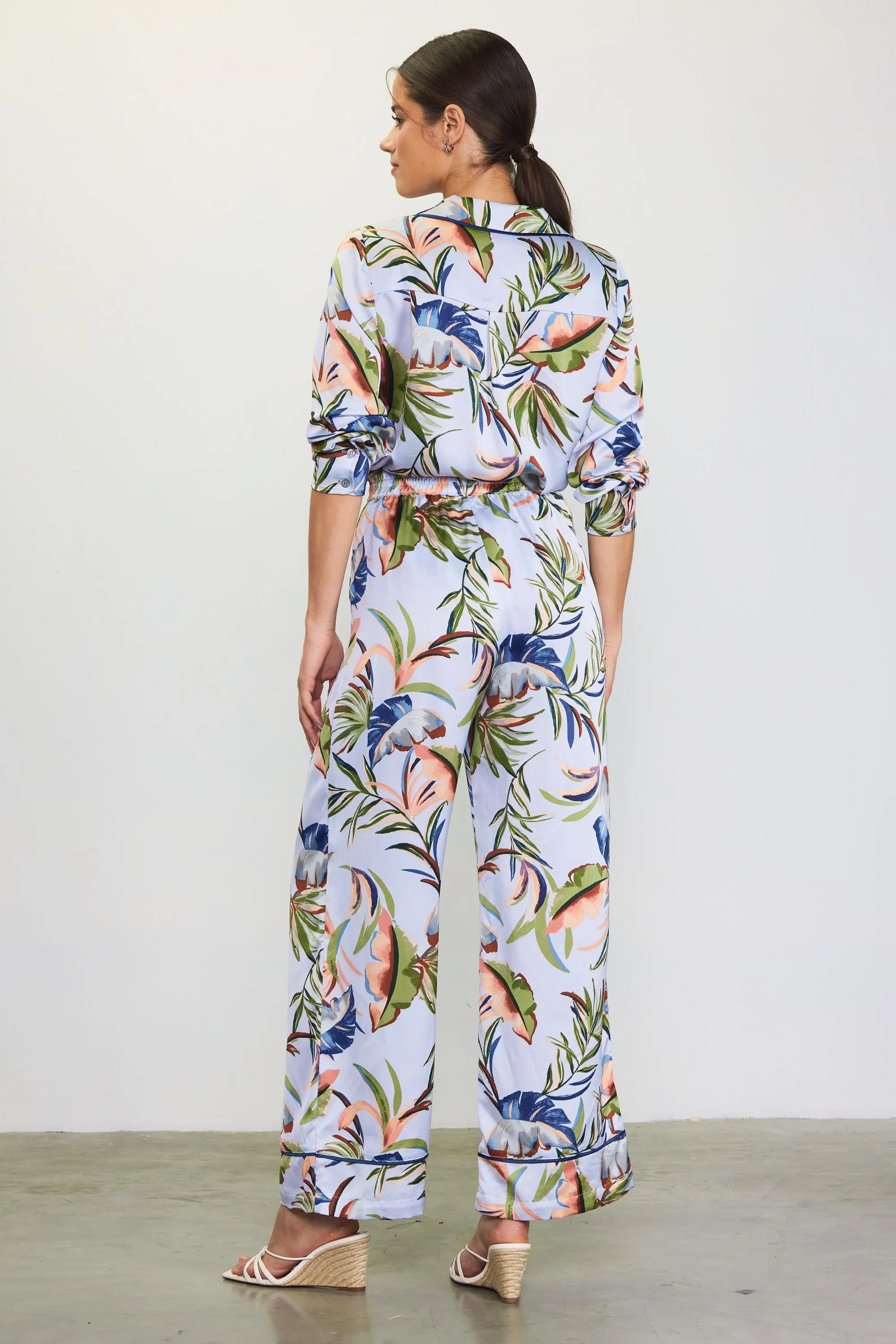Bianca Floral Print Elastic Waistband Pants