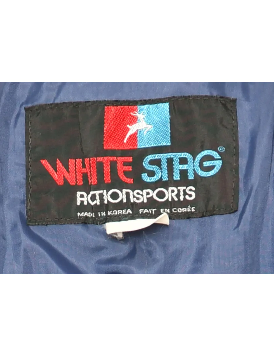 Blue & Red Zip-Front White Stag Ski Jacket - L