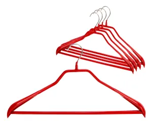 BodyForm Series- Steel Hanger Wide Shoulder Support & Pant Bar, Model 42LS, Red