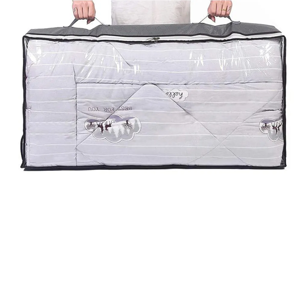Foldable Under Bed Clothes Storage Bag Blanket Comforter Organizer Containers with Clear Window-Style 1