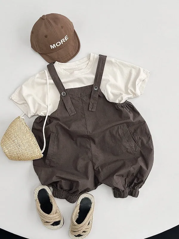 Girl Brown Overalls  Suspender Pants Outfits Solid One Piece Romper Jumpsuits Kids Clothes by Kaja Clothing - Herman Pants