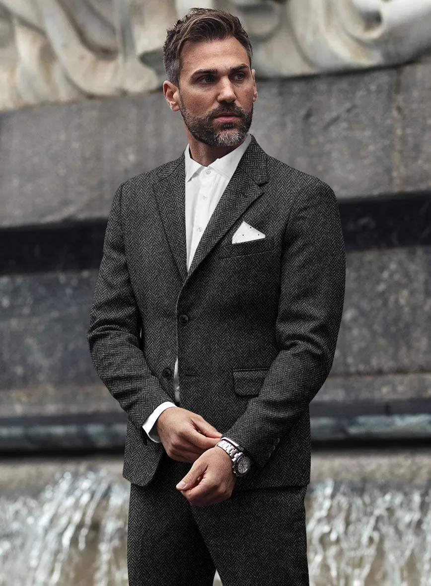 Harris Tweed Charcoal Herringbone Suit