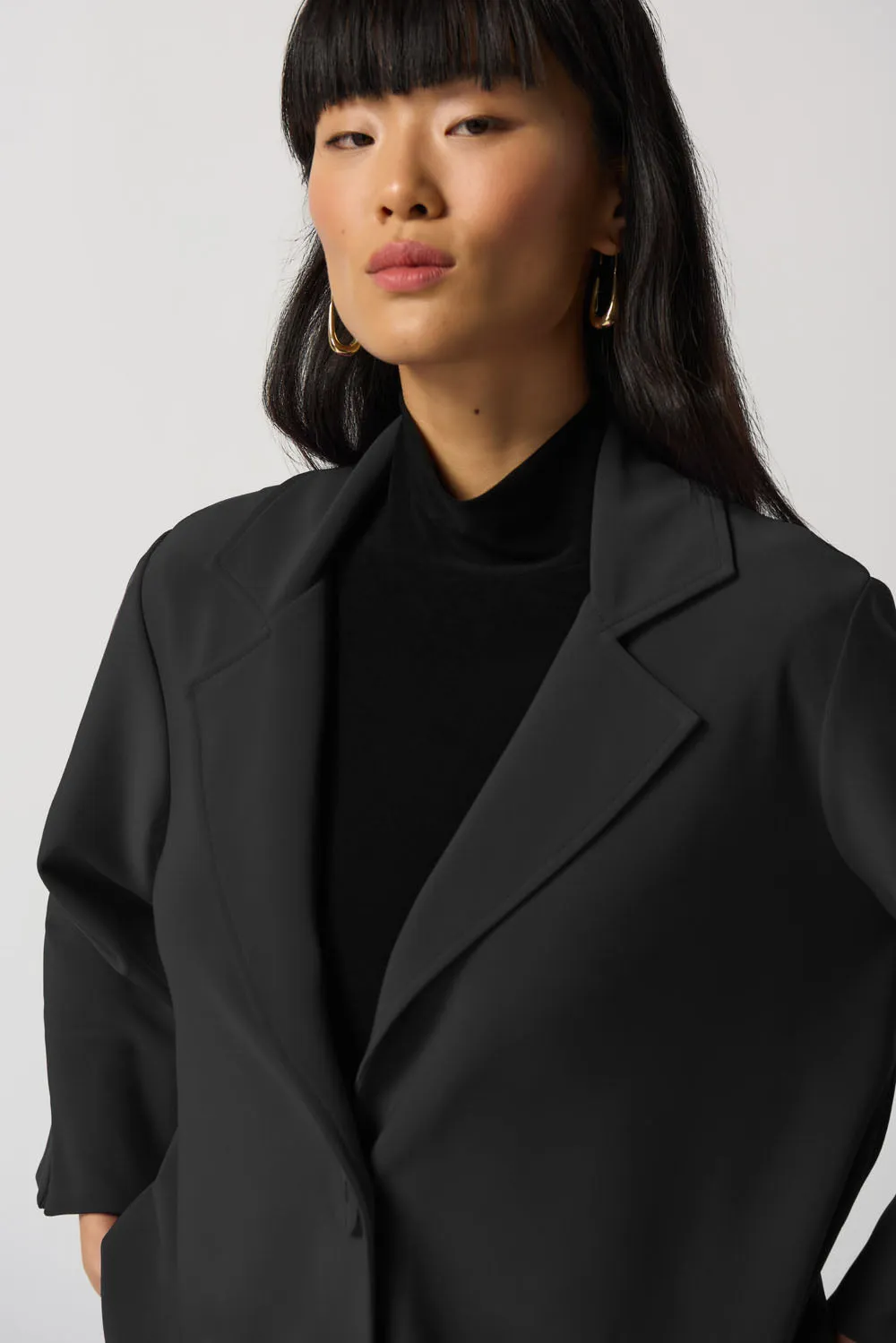 Joseph Ribkoff Black Notched Collar Boxy Jacket Style 233063
