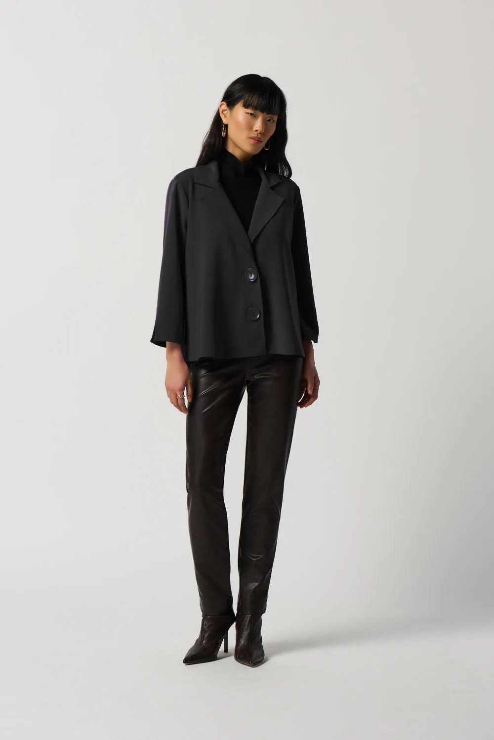 Joseph Ribkoff Black Notched Collar Boxy Jacket Style 233063