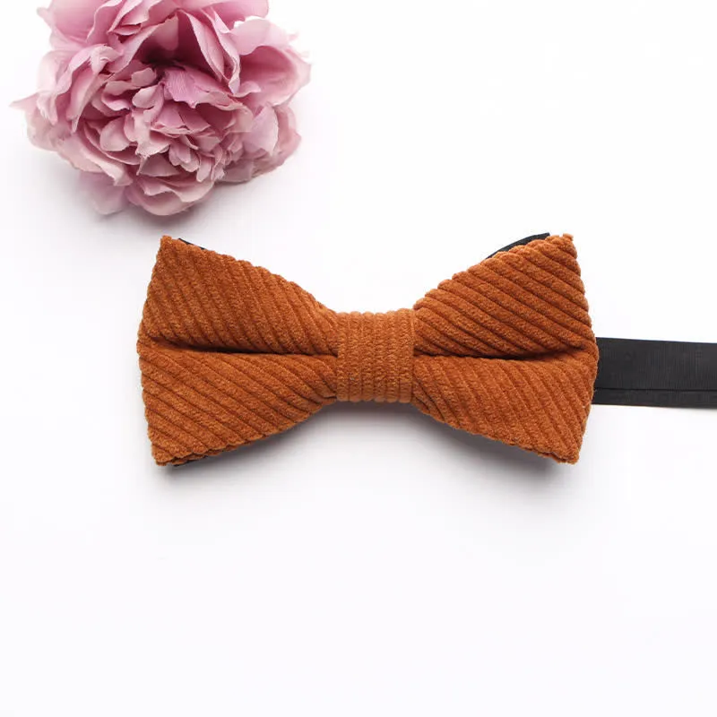 Men's Corduroy Macaron Color Bow Tie