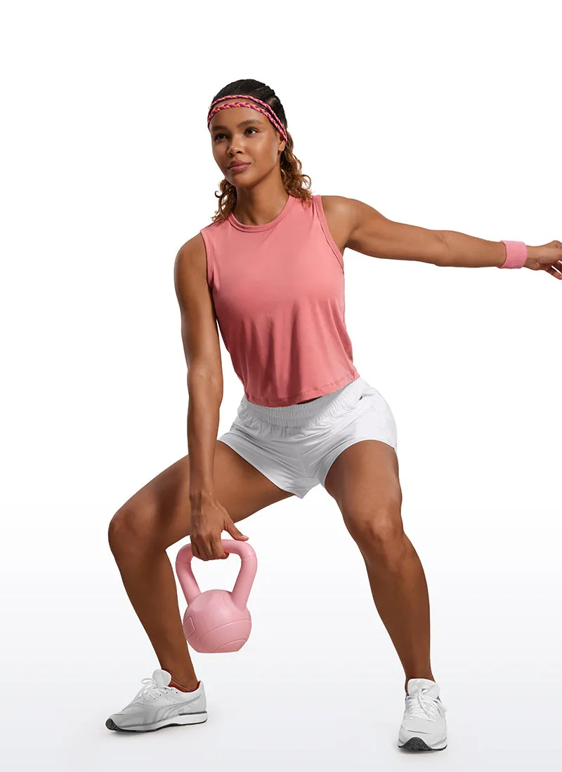 Pima Cotton High Neck Cropped Tank Tops