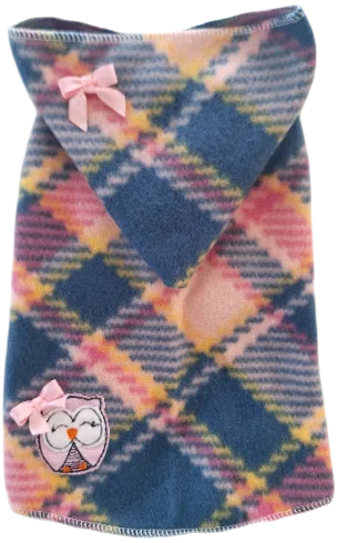 Pink Owl Plaid Sleeveless Hoodie Dress