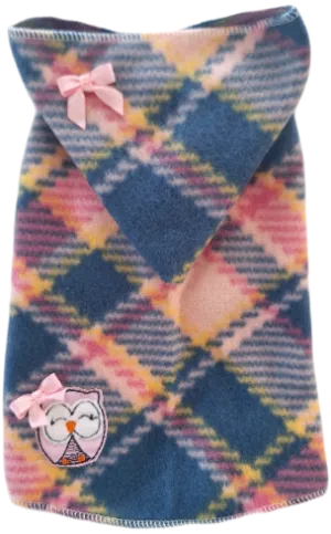 Pink Owl Plaid Sleeveless Hoodie Dress
