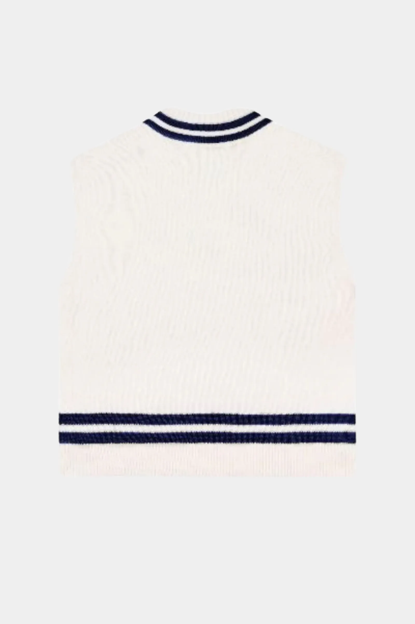SRC CABLEKNIT VEST CREAM NAVY