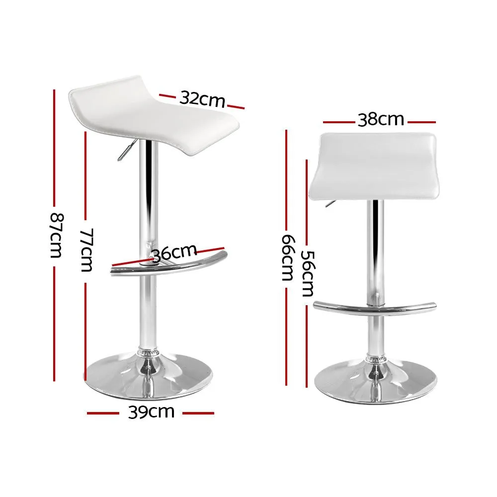 Two Bar Stools Adjustable Gas Lift Chairs White