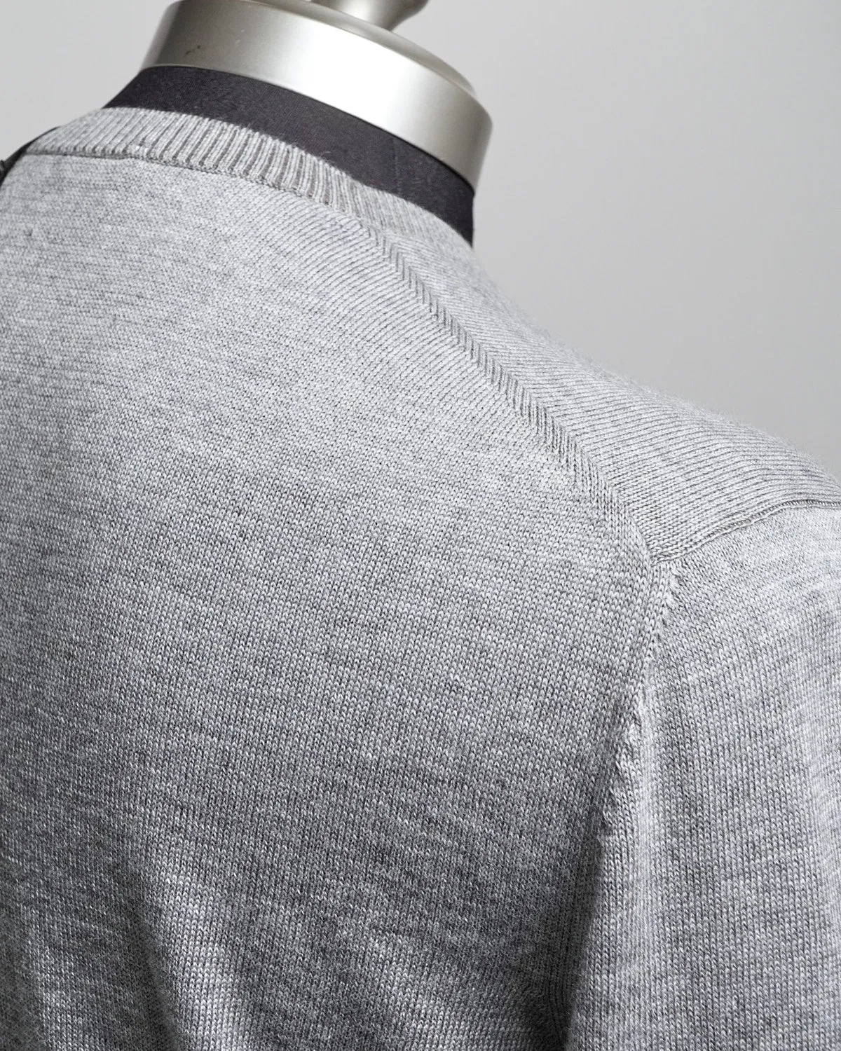 Two Tone Lightweight Wool Crewneck Sweater