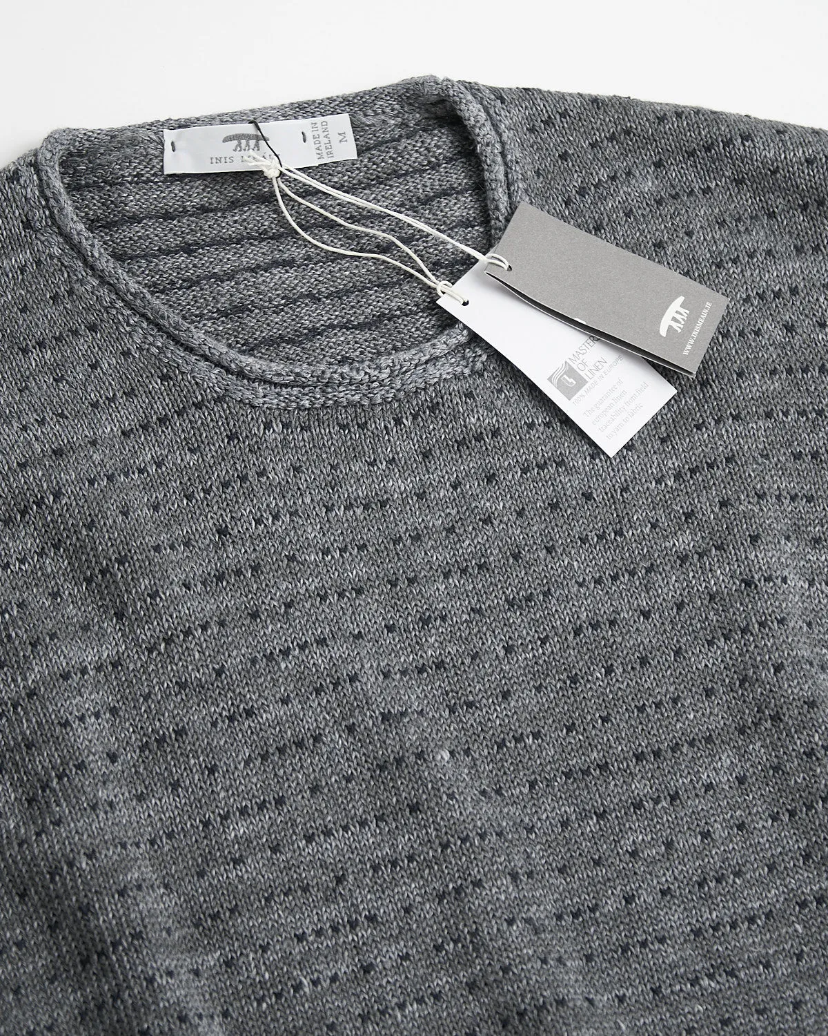 Washed Linen Fanach Rolled Edge Crewneck Sweater