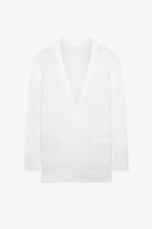 White Knitted Crochet Oversized Cardigan